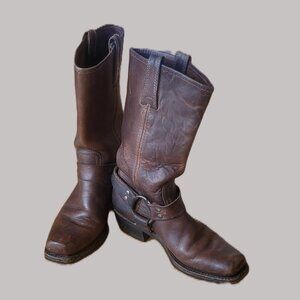 Frye   Brown Harness Leather Biker Motorcycle Boots for Women Size 6.5